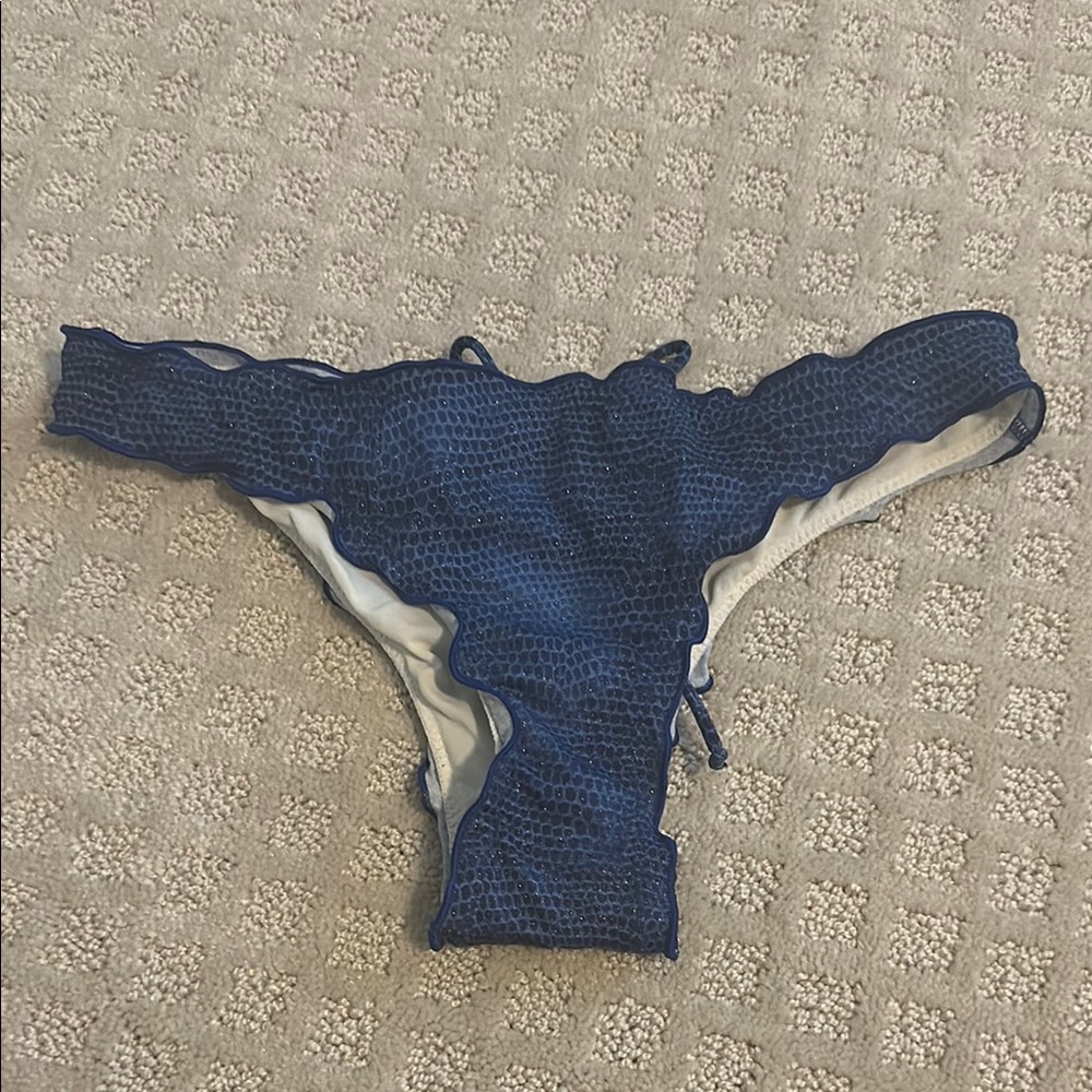 St Tropez Navy Textured Bikini Bottom